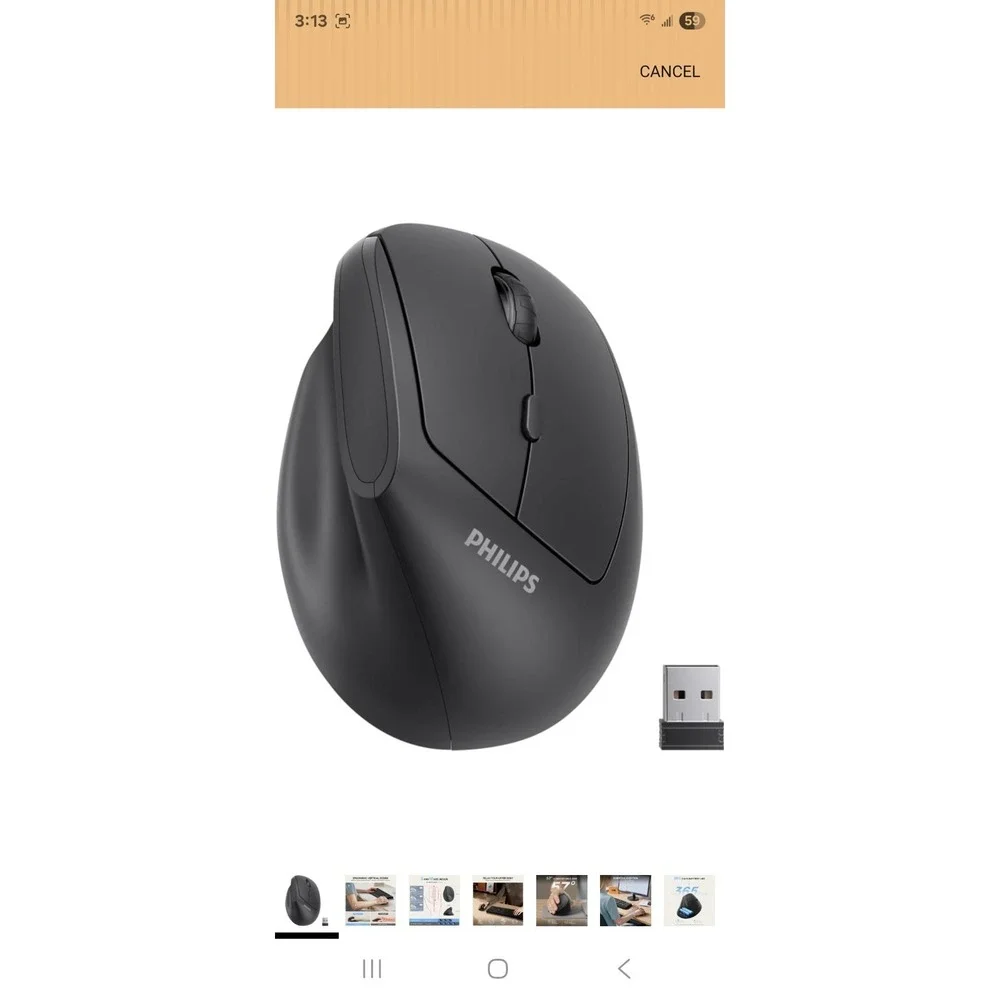 Philips SPK7628 Wireless Mouse Ergonomic Silent Optical Series 6000